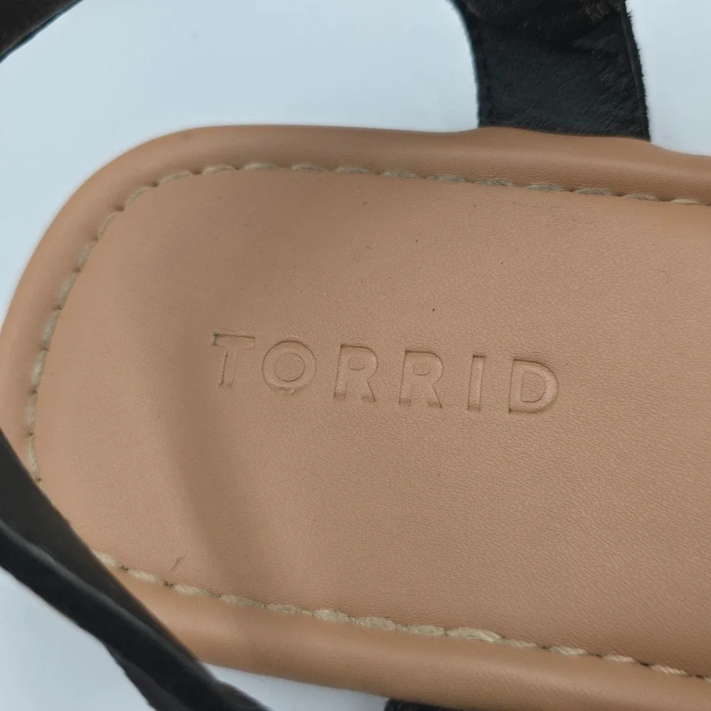 Torrid Sandals Women 10 Rhinestone Thong Slingback Black Elastic Strappy Glam